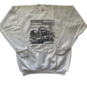 Vintage Fruit of the Loom Gray Plymouth Nebraska Crewneck Sweater